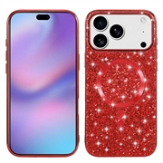 Husă cu sclipici electrolizat iPhone 17 Pro - compatibilă cu MagSafe - Roșu