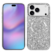 Husă cu sclipici electrolizat iPhone 17 Pro - compatibilă cu MagSafe - argintiu