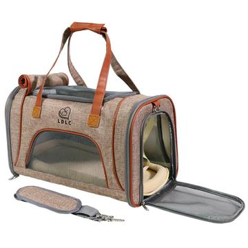 Geantă elegantă pentru transportul câinilor - 46x26x28cm - maro