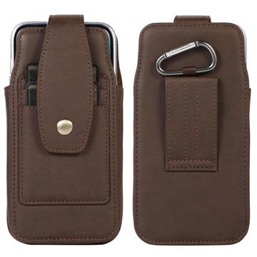 Carcasă universală elegantă cu clips de centură de 6.7" - sloturi pentru carduri, carabină - cafea