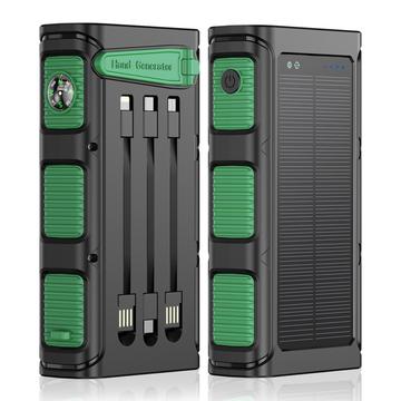 Banca de energie solară de urgență cu manivelă de mână cu lumină SOS, busolă - 30000mAh