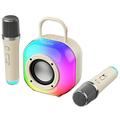 Difuzor de karaoke Bluetooth Erazer K20 cu 2 microfoane - bej