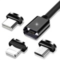 Cablu Magnetic 3-în-1 Essager - Tip-C, Lightning, MicroUSB - 3m - Negru