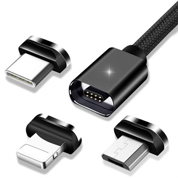 Cablu Magnetic 3-în-1 Essager - Tip-C, Lightning, MicroUSB - 1m - Negru