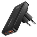 Încărcător rapid ultra-subțire Essager 65W GaN - 2x USB-C, USB-A - Negru