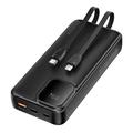 Essager Digital Display 20000mAh Power Bank cu cabluri Type-C și Lightning - 22.5W - Negru