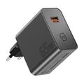 Încărcător de perete Essager ES-CD65 de 65W cu tehnologie GaN - USB-C/USB-A - Negru