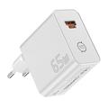 Încărcător de perete Essager ES-CD65 de 65W cu tehnologie GaN - USB-C/USB-A - Alb