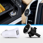 Kit auto esențial - încărcător USB dublu și suport magnetic pentru telefon