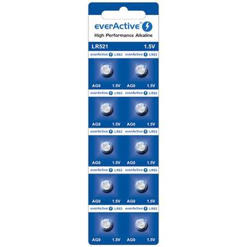 EverActive AG0 LR521/LR63 baterii alcaline cu celule buton - 10 bucăți.