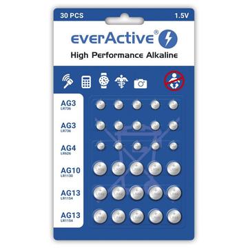 EverActive Set de baterii alcaline cu celule buton - 30 buc.