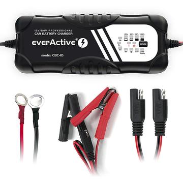 EverActive CBC-10 v2 Smart Car Battery Charger 12V/24V - VRLA/AGM/VLA SLA/WET/GEL/LEAD ACID