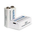 Baterie reîncărcabilă EverActive Professional+ Lithium USB-C 9V - 550mAh