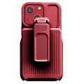 Husă Hibridă iPhone 14 cu Clemă Curea - Seria Explorer - Roșu