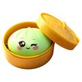 Jucărie squishy dumpling cu expresie a ochilor și cutie pentru aburire - verde