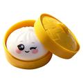 Jucărie squishy dumpling cu expresie a ochilor și cutie pentru aburire - Alb