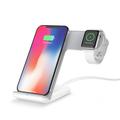 F11 2-in-1 Telefon mobil Smart Watch Suport de încărcare fără fir Qi Wireless Fast Charger pentru iPhone Samsung Apple Watch - Alb