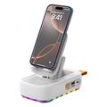 F15 Suport de telefon pliabil 3 în 1 cu difuzor Bluetooth și Power Bank de 1200mAh - alb