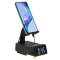 F30 3-in-1 Suport pliabil pentru smartphone, difuzor Bluetooth și ceas digital cu alarmă - negru