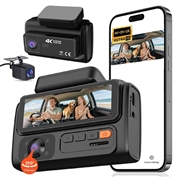 Cameră video pentru bord F310 cu 3 canale - 4K în față, 2K în habitaclu, 2K în spate - Negru