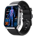 F700 Smartwatch rezistent la apă cu SOS, ECG, monitor de sănătate pentru somn și fitness - curea din silicon - negru