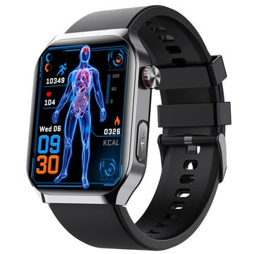 F700 Smartwatch rezistent la apă cu SOS, ECG, monitor de sănătate pentru somn și fitness - curea din silicon