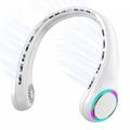 Ventilator de gât fără pale F8 cu iluminare ambientală - baterie de 4000mAh, 3 viteze și încărcare prin USB-C - alb