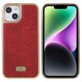 Husă Acoperită Galvanizată Fierre Shann iPhone 14 Plus - Piele de Șarpe - Roșu
