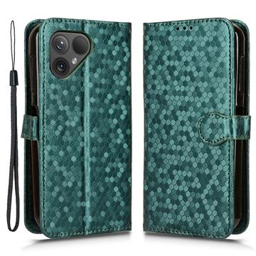 Fairphone 5 Cover cu portofel și curea - model hexagonal - verde