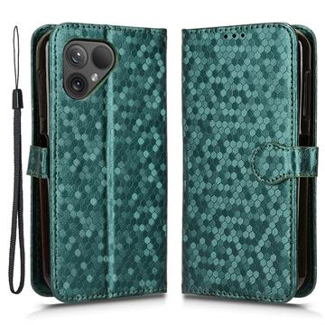 Fairphone 5 Cover cu portofel și curea - model hexagonal - verde