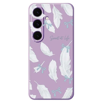 Samsung Galaxy S25 FE Husă TPU cu model de pene - Violet