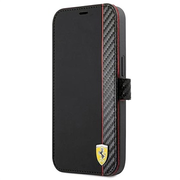 Husă Portofel iPhone 13 Mini - Ferrari On Track Carbon Stripe - Negru