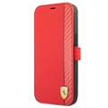 Husă Portofel iPhone 13 Pro Max - Ferrari On Track Carbon Stripe - Roșu