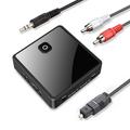Receptor/transmițător Bluetooth cu fibră optică - Adaptor Bluetooth wireless 2 în 1 - Negru