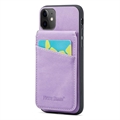 Husă hibridă acoperită Fierre Shann pentru iPhone 11 cu suport pentru card și suport - Violet