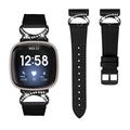Curea elegantă din piele cu strasuri pentru Fitbit Versa 3/Sense