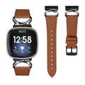 Curea elegantă din piele cu strasuri pentru Fitbit Versa 3/Sense - maro