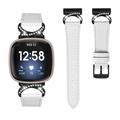 Curea elegantă din piele cu strasuri pentru Fitbit Versa 3/Sense - Alb