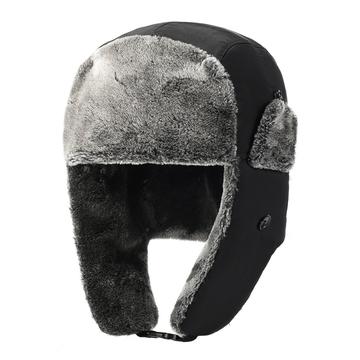 Pălărie Trapper de iarnă groasă căptușită cu fleece - negru