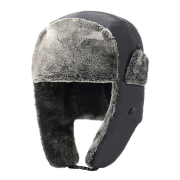 Pălărie Trapper de iarnă groasă căptușită cu fleece - gri