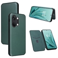 Husă Flip OnePlus Ace 2V/Nord 3 - Fibră de Carbon - Verde