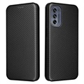 Husă Flip Motorola Moto G62 5G - Fibra de Carbon - Negru