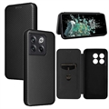 Husă Flip OnePlus 10T/Ace Pro - Fibra de Carbon - Negru