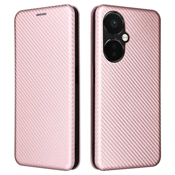 Husă Flip OnePlus Nord CE 3 Lite/N30 - Fibra de Carbon - Auriu Roze