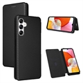Husă Flip Samsung Galaxy A14/A14 5G - Fibră de Carbon - Negru