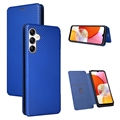 Husă Flip Samsung Galaxy A14/A14 5G - Fibră de Carbon - Albastru