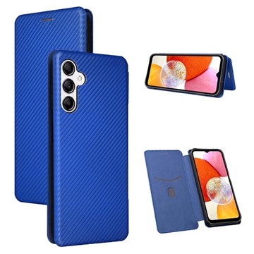 Husă Flip Samsung Galaxy A14/A14 5G - Fibră de Carbon - Albastru