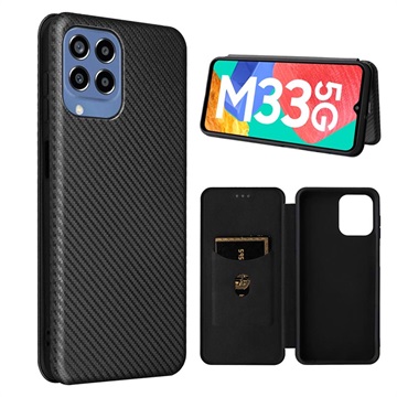 Husă Flip Samsung Galaxy M33 - Fibra de Carbon - Negru