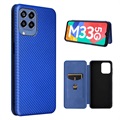 Husă Flip Samsung Galaxy M33 - Fibra de Carbon - Albastru