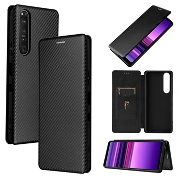 Husă Flip Sony Xperia 1 III - Fibră de Carbon